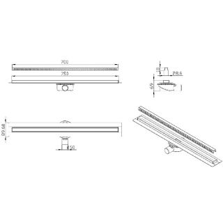 Душевой трап ALMAes Bajo BG70BL 70см чёрный матовый